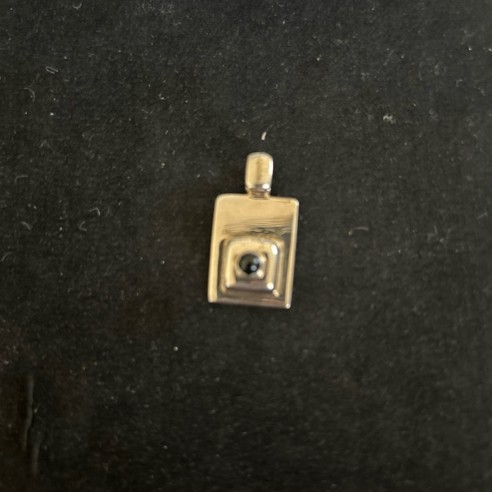 Silpada Rectangular Silver Pendant With Black Acc… - image 1
